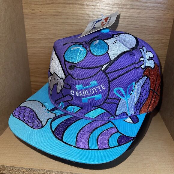 Vintage Rare Charlotte Hornets Bootleg Big Logo Basketball Sports Hat Snapback